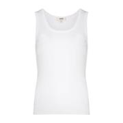 Agolde Vit Ribbstickad Scoop Neck T-shirt White, Dam