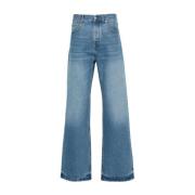 Jacquemus Indigo Denim Distressed Wide Leg Jeans Blue, Herr