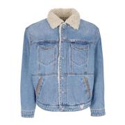 Guess Vintage Denim Jacket med Sherpa Krage Blue, Herr