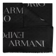 Emporio Armani Svarta Scarves - Stilfull Kollektion Black, Dam