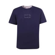 Eleventy Blå Voyage Print T-shirt Polo Blue, Herr