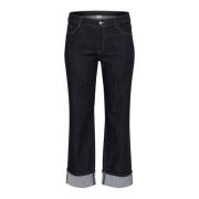 Kaffe Curve Mörkblå Denim Straight Leg Jeans Blue, Dam