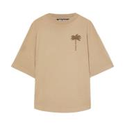 Palm Angels Tee med Palmtryck Beige, Herr