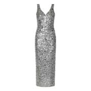 Zuhair Murad Silverplattor Broderad Sweetheart Klänning Gray, Dam