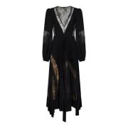 Zuhair Murad Svart Spetsinsats Kräpp Chiffongklänning Black, Dam