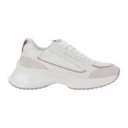 Pinko Mesh och Läder Logotyp Sneakers White, Dam