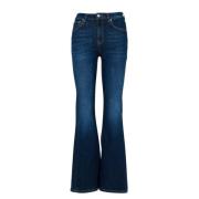 Roy Roger's Denim Flare Jeans med Salpa Appliqué Blue, Dam