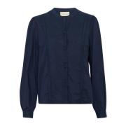 Cream Navy Blazer Blus med V-ringning Blue, Dam