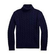 Ralph Lauren Kabelstickad Tröja Blue, Herr