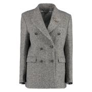 Golden Goose Stickad dubbelknäppt blazer Gray, Dam