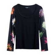 Desigual Långärmad T-shirt Vår/Sommar Kollektion Black, Dam