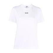 Msgm Vit Bomull Logo T-shirt Kvinnor White, Dam