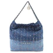 Chanel Vintage Pre-owned Denim axelremsvskor Blue, Dam