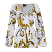 Versace Jeans Couture Topp med Outline Barocco print White, Dam