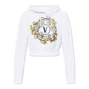 Versace Jeans Couture Sweatshirt med tryck och skimrande paljetter Whi...