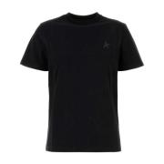 Golden Goose Svart T-shirt med stjärna och rund hals Black, Dam