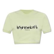 Givenchy Grön T-shirt med Front Logo Print Green, Dam