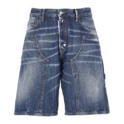 Dsquared2 Blå Bomullsshorts med Sönderrevna Detaljer Blue, Herr