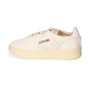 Autry Perforerad Elfenben Stickad Låg Sneaker White, Herr