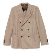 Lardini Ull/Kashmir Dubbelknäppt Blazer Beige, Herr