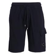 C.p. Company Blå Fleece Cargo Shorts Blue, Herr