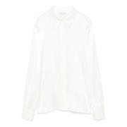 Alberta Ferretti Vit Satäng Texturerad Skjorta White, Dam