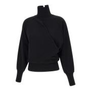 Closed Svart bomulls sweatshirt med hög krage Black, Dam