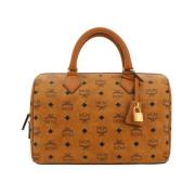 MCM Monogram Dragkedja Handväska med Handtag Brown, Dam