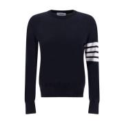 Thom Browne Räfflad Crew Neck Fleece Tröja Black, Dam