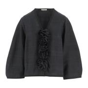 By Malene Birger Silke V-ringad Bredärmad Topp Black, Dam