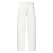 Pinko Vit Ballong Passform Bomulls Jeans White, Dam