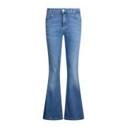 Liu Jo Blå Flare Jeans med Elastisk Insats Blue, Dam