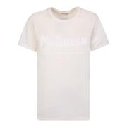 Alexander McQueen Rosa Bomull T-shirt med Logotyptryck Pink, Dam