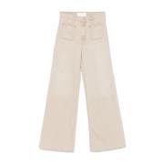 Mother Beige Jeans med Frontknappstängning Beige, Dam