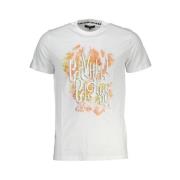 Cavalli Class Tryck Logo Kortärmad Bomull T-shirt White, Herr