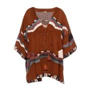 Eres Caramelo Short Kaftan för stranden Brown, Dam