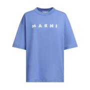 Marni Blå Logo Print T-shirts och Polos Blue, Dam