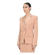 Elisabetta Franchi Dubbelknäppt Naken Jacka Elegant Stil Pink, Dam