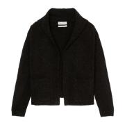 Marc O'Polo Bouclé hoodie kofta lös Black, Dam