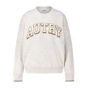 Autry Logo Crewneck Sweater Sporty Style Gray, Dam