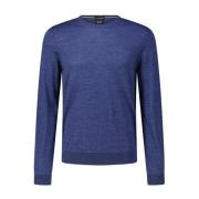 Hugo Boss Elastisk Ull Pullover Slim Fit Blue, Herr