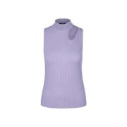 Riani Elegant Ribbstickad Topp med Cut-Out Purple, Dam