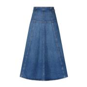 Ulla Johnson Guld Detalj Denim Midi Kjol Blue, Dam