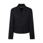 Ganni Svart passform blazer i lätt twill Black, Dam