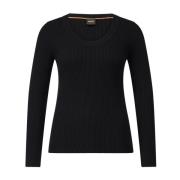 Hugo Boss Rippstickad Tröja Elegant Look Black, Dam