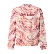 Carlo Colucci Tryckt sweatshirt med logopatch Multicolor, Herr