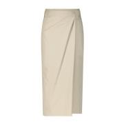 Windsor Omlottstil Bomull Midi Kjol Beige, Dam