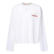 Marni Vit Långärmad Jersey T-shirt White, Herr