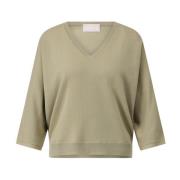 Hemisphere Merino V-ringad 3/4 Ärm Pullover Gray, Dam