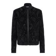 Balmain Barock Broderad Bomberjacka Black, Herr